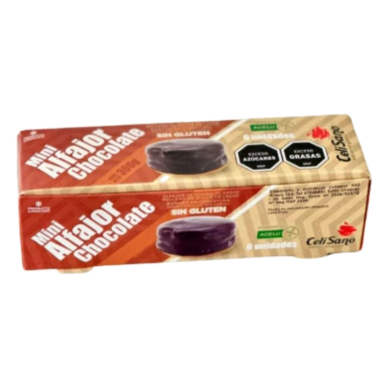 Mini Alfajores Celisano Chocolate Negro Sin Gluten 6 Unidades
