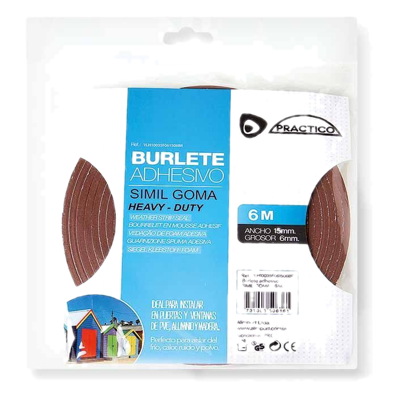 Burlete Símil Goma Marrón Práctico 6 X 15 X 6 Mm