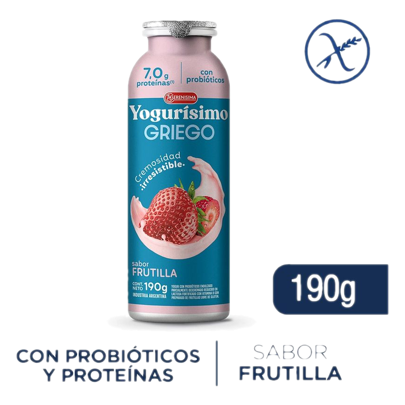 Yogurt Griego Botella Yogurisimo Frutilla 190 G
