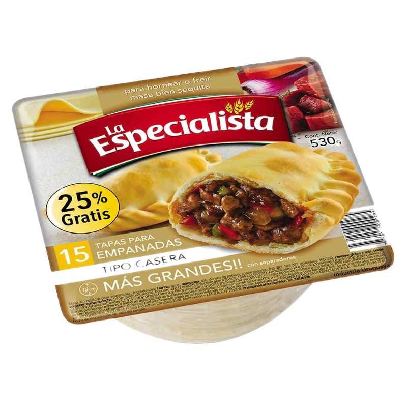 Tapa Empanadas La Especialista Caseras 15 Unidades 530 G