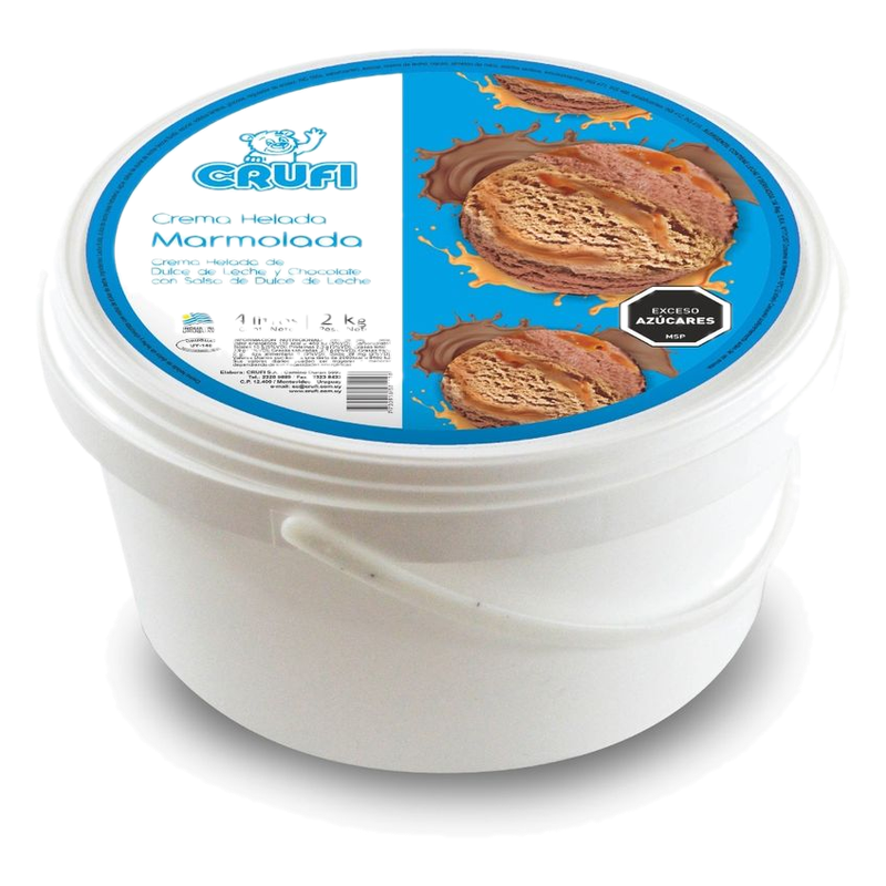 Helado Marmolado Sabor Dulce De Leche Y Chocolate Con Salsa De Dulce De Leche Crufi 4 L