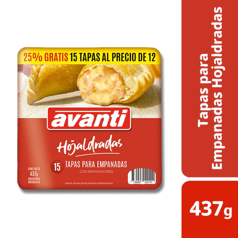 Tapa Empanadas Avanti Hojaldradas 15 Unidades 437 G