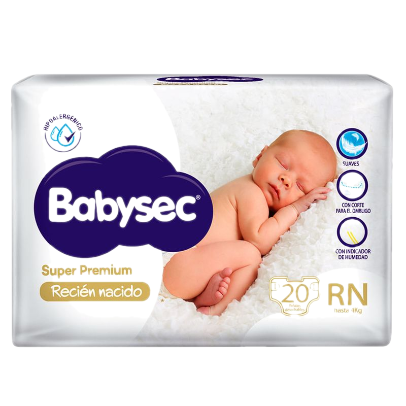 Pañal Babysec Clásico Recién Nacido 20 Unidades