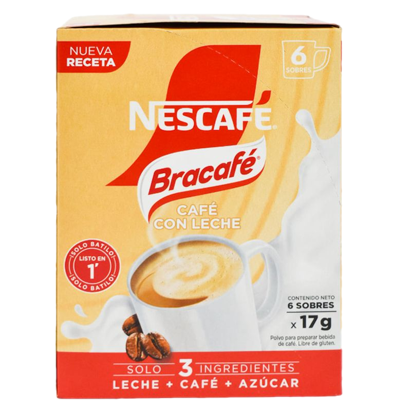 Café Con Leche 3 En 1 Nescafé Bracafé X 6 Sobres