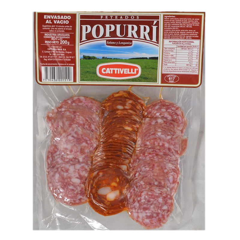 Popurrí Salame Y Longaniza Cattivelli Fetas Al Vacío 200 G