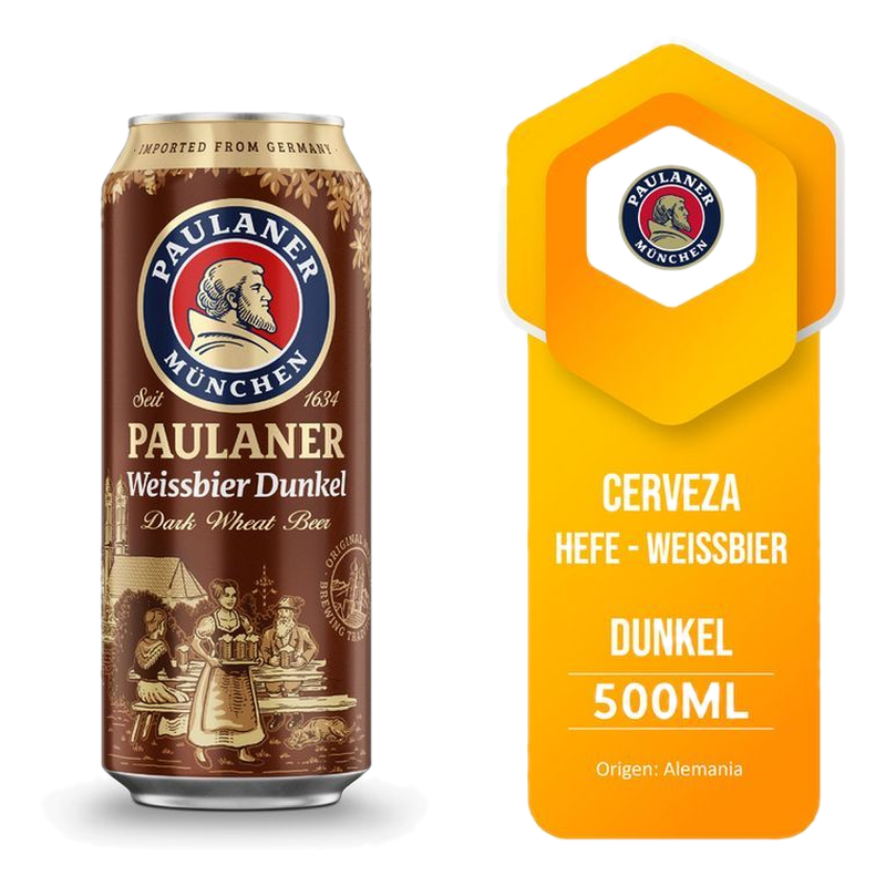 Cerveza Dunkel En Lata Paulaner 500 Ml