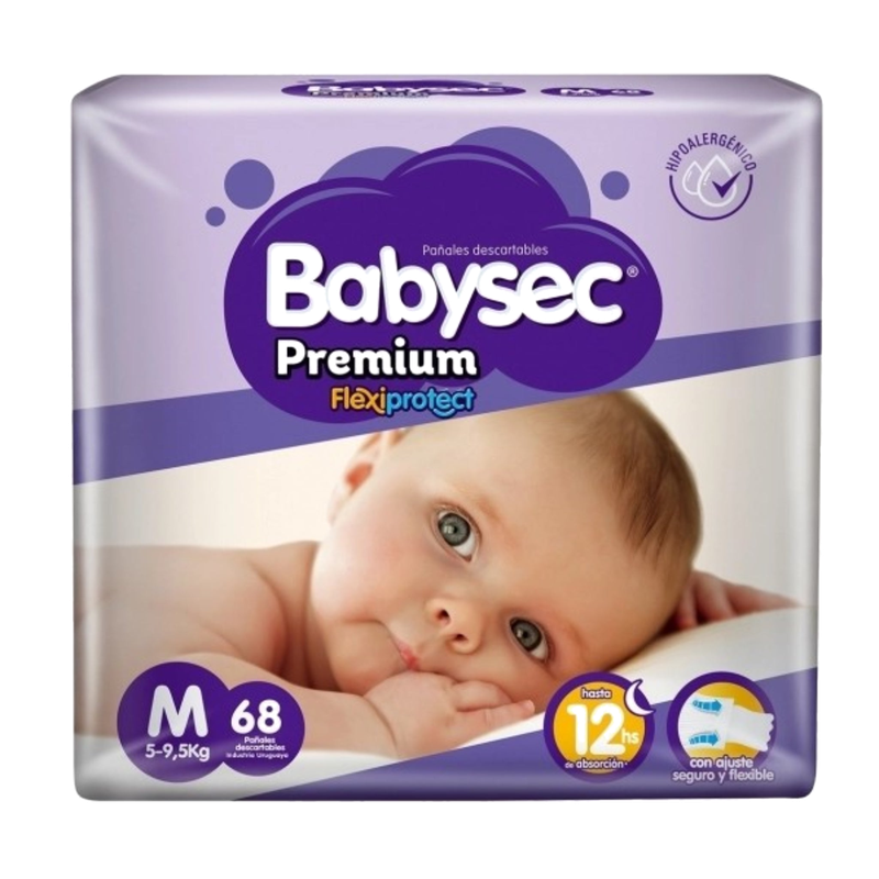 Pañal Babysec Premium Jumbo Pack Talle M 68 Unidades Hasta 9,5 Kg