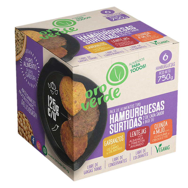 Hamburguesas Veganas Oro Verde 6 Unidades 750 G