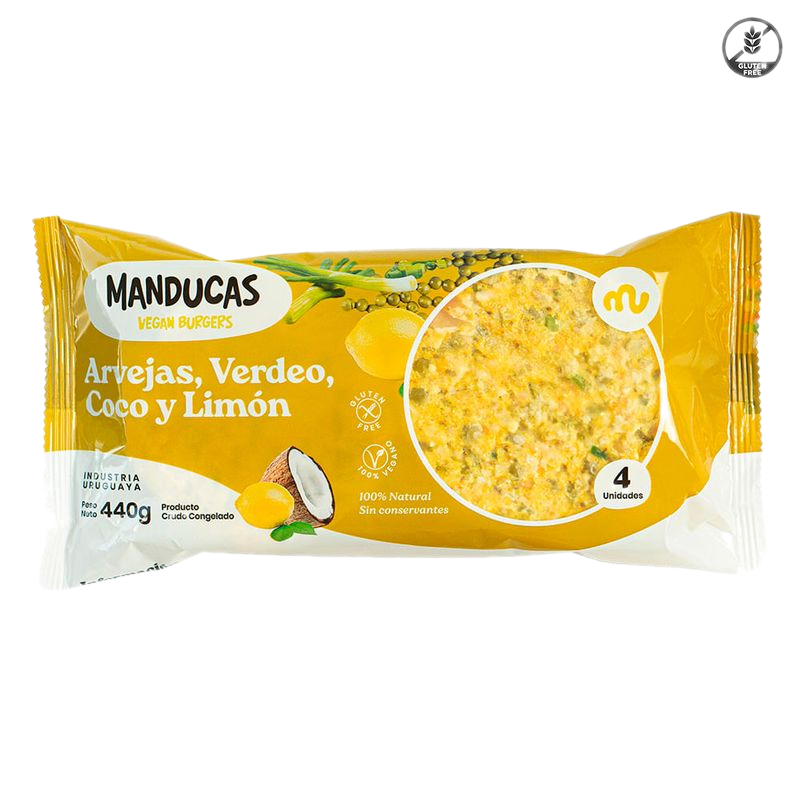 Hamburguesas De Arvejas, Verdeo, Coco Y Limón Manducas 4 Unidades 440 G