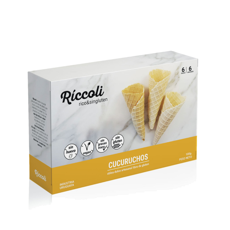 Cucurucho Riccoli Sin Gluten 100 G 6 Unidades