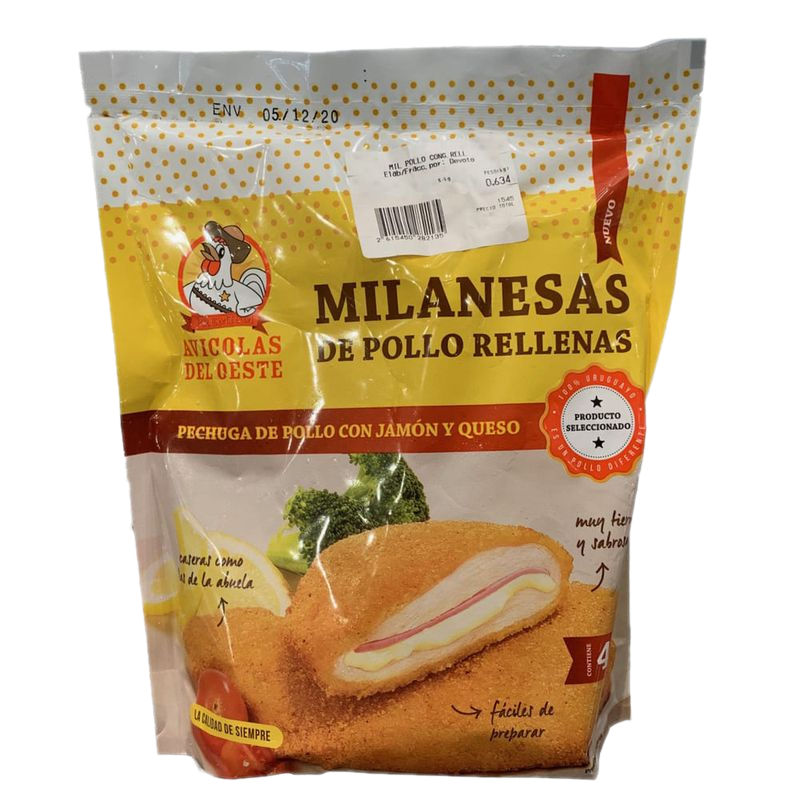Milanesas De Pollo Rellena Congeladas Avicola Del Oeste 1 Kg