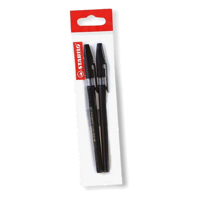 Boligrafo Stabilo Liner Clasico Negro 2 Unidades