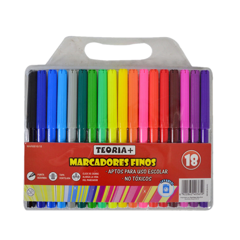 Marcadores Finos Teoría+ 18 Unidades