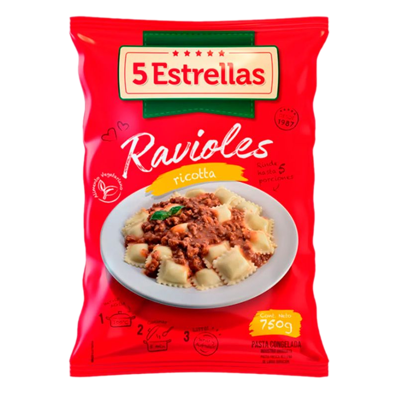 Ravioles De Ricotta 5 Estrellas 750 G