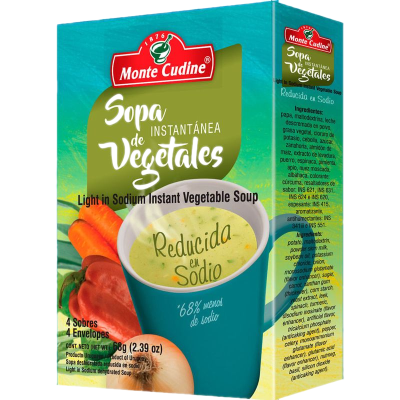 Sopa Instantánea Vegetales Monte Cudine Reducida En Sodio