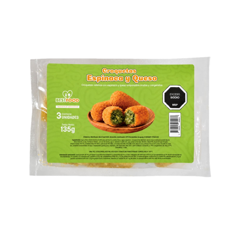 Croquetas Best Food Espinaca Y Queso 3 Unidades 135 G