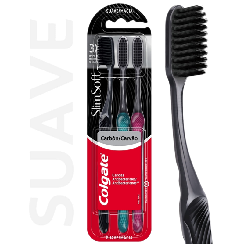 Cepillo De Dientes Colgate Slim Soft Black 3 Unidades