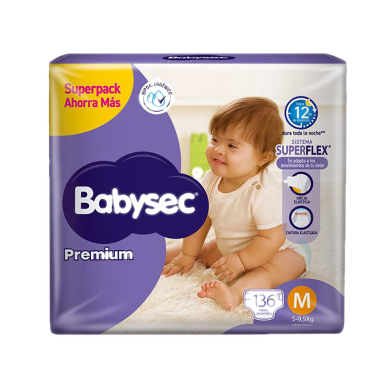 Babysec Premium Super Pack M 136 Unidades