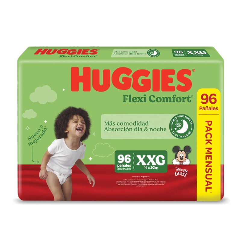 Pañales Huggies Flexi Comfort Xxg 96 Unidades