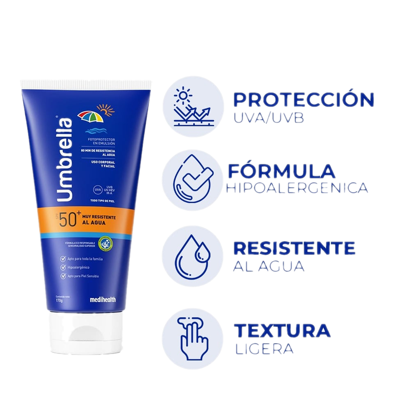 Protector Solar Umbrella Emulsión Resistente Al Agua Fps50+ 170 G