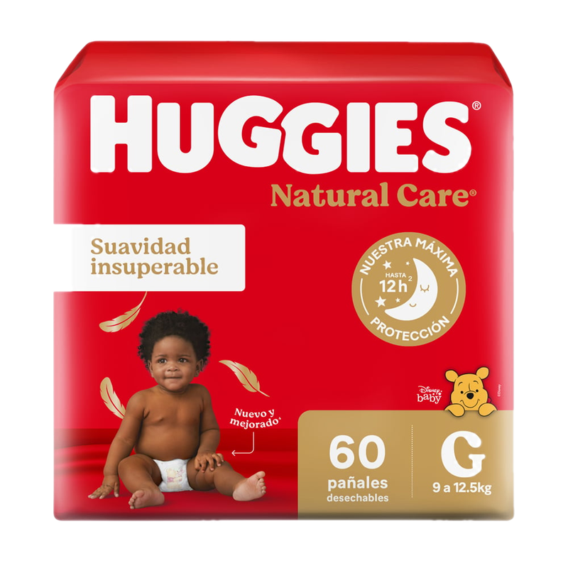 Pañales Huggies Natural Care G 60 Unidades