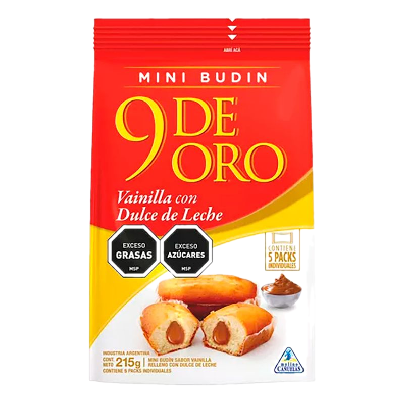 Mini Budin Vainilla Con Dulce De Leche 9 De Oro 5 Unidades