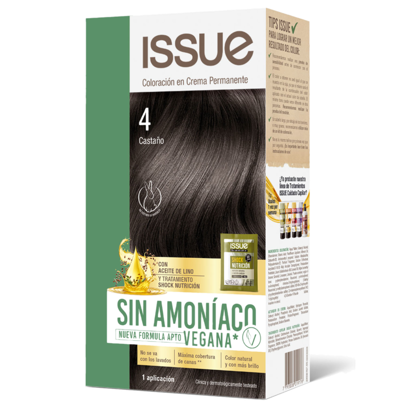Coloracion Issue Sin Amoniaco, Vegano N*4 Kit C10 34 G