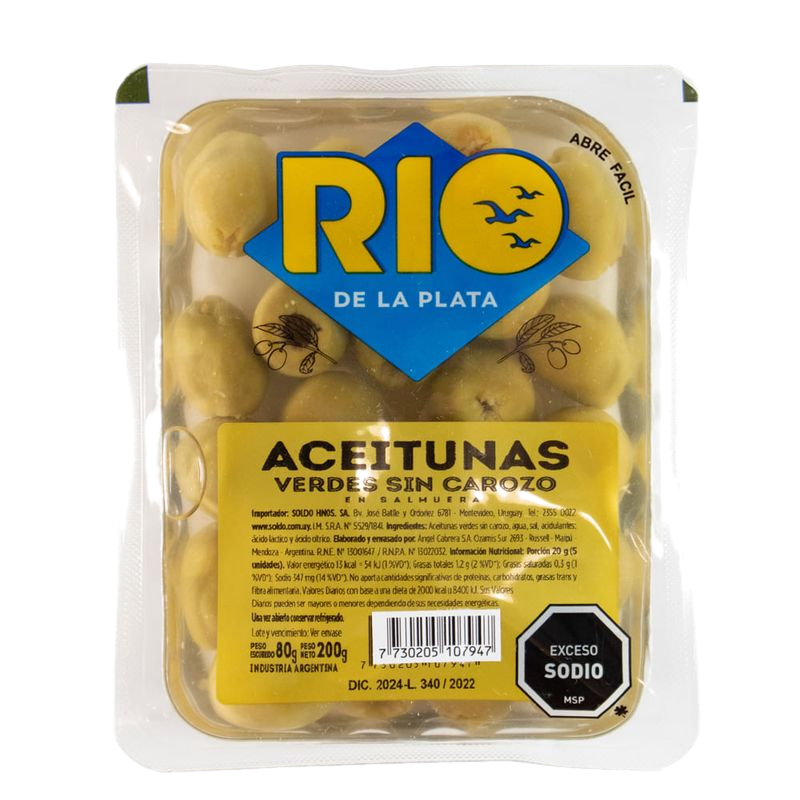 Aceitunas Sin Carozo Rio De La Plata 200 G