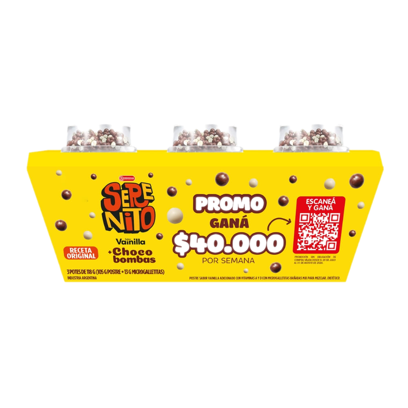 Pack 3 Unidades Postre Serenito Chocobombas