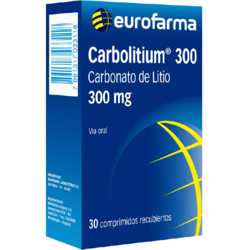 Carbolitium 300 Mg 30 Comprimidos Recubiertos