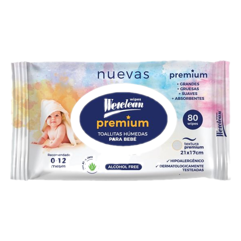 Toallitas Premium Para Bebé Wetclean 80 Unidades
