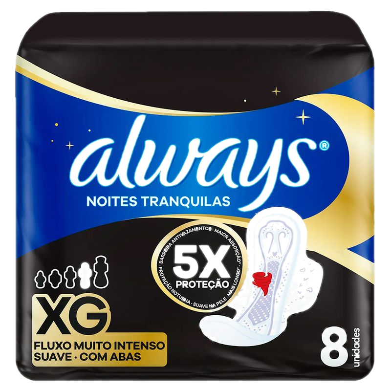Toalla Femenina Always Plus Noche Xg 8 Unidades