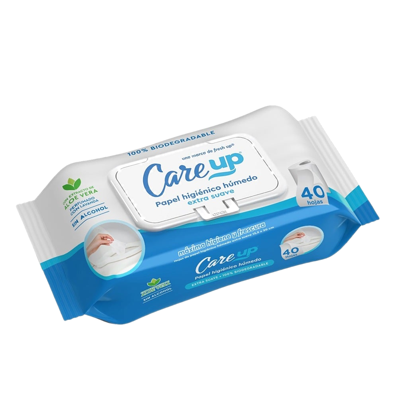 Papel Higiénico Húmedo Care Up Aloe Vera 40 Unidades