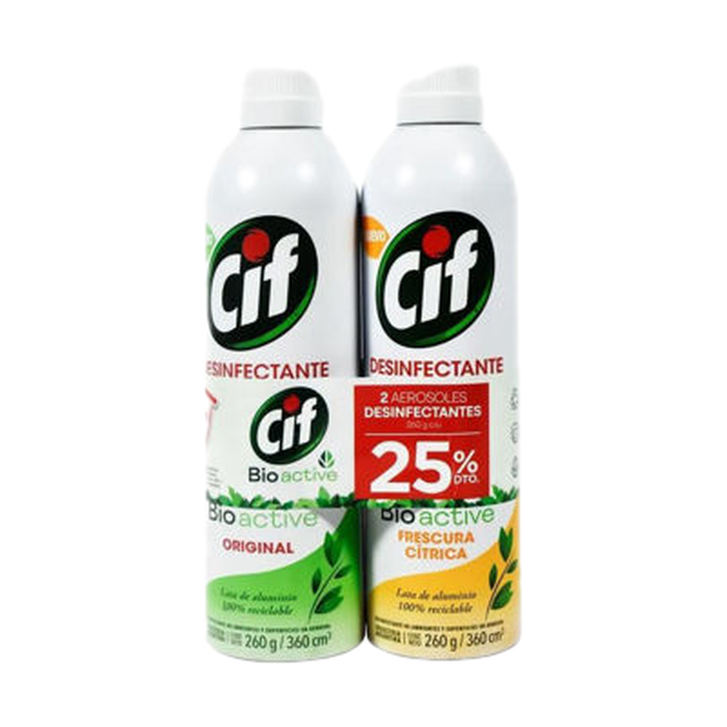 Pack De Aerosoles Desinfectantes Cif 2 Unidades 260 G