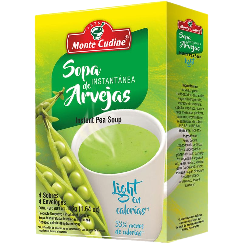 Sopa Light Arvejas Instantánea Monte Cudine 4 Unidades
