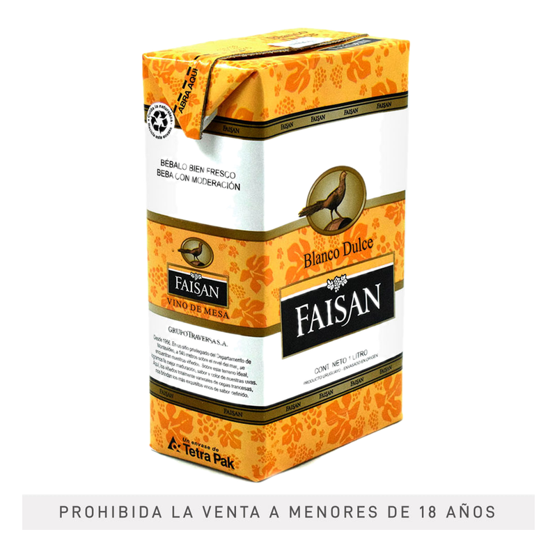 Vino Faisán Blanco Moscatel Dulce Tetra 1 L