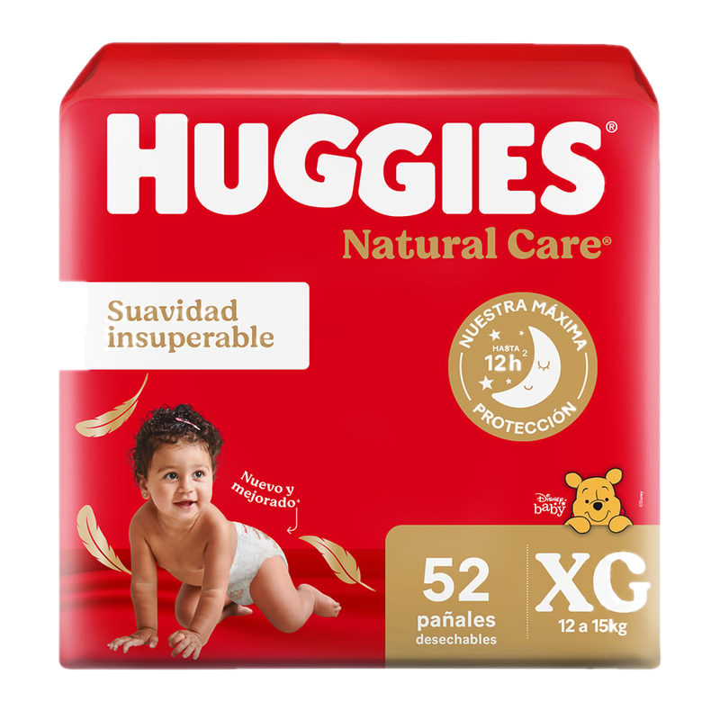 Pañales Huggies Natural Care Xg 52 Unidades