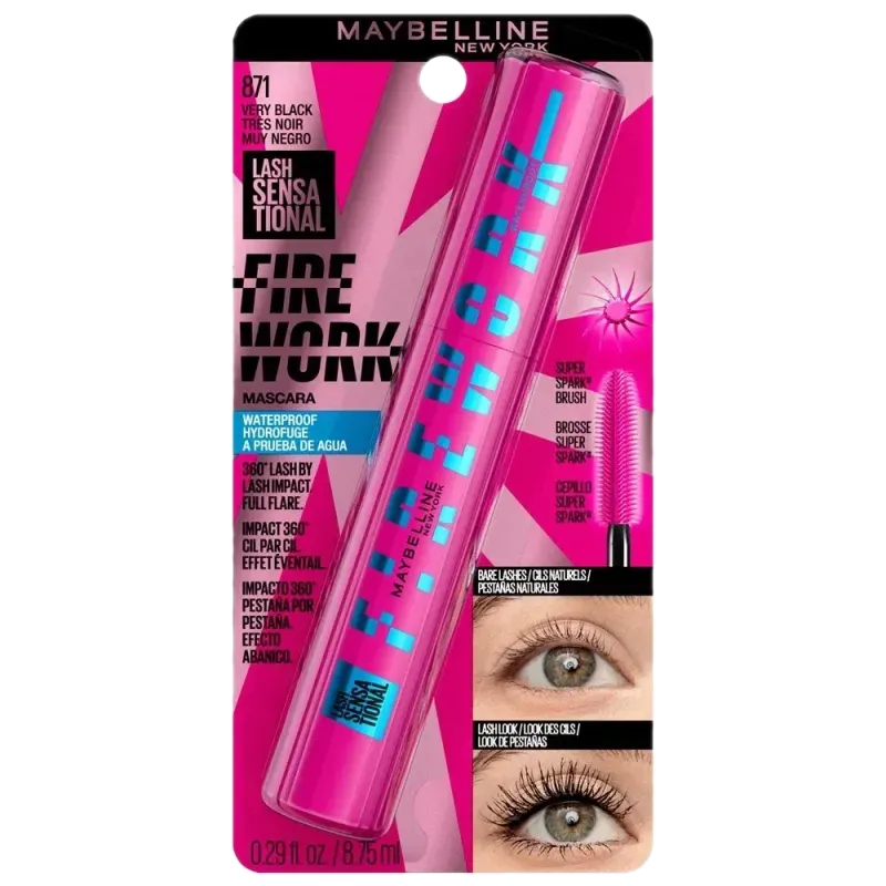 Máscara De Pestañas Maybelline Ls Firework Wtp Very Black Washable