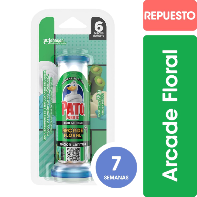 Discos Adhesivos Para Inodoro Pato Encanto Floral Repuesto 38 G