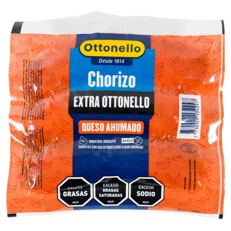 Chorizo Extra Con Queso Ahumado Ottonello 3 Unidades