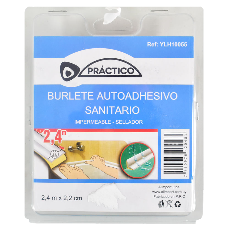Burlete Adhesivo Práctico Sanitario 240 X 2.2 Cm