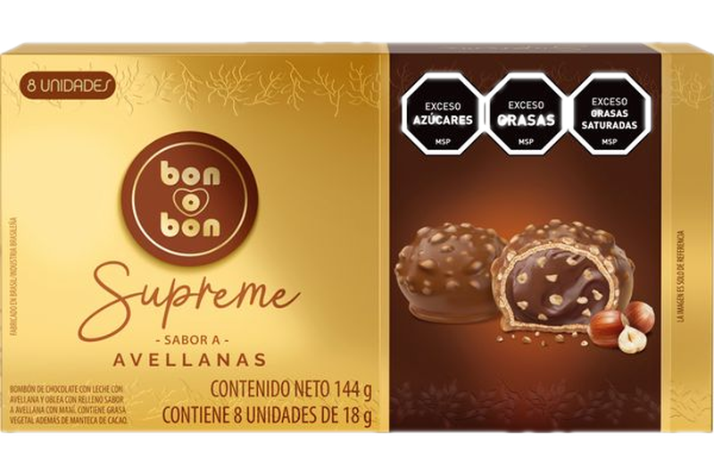 Bombonera Bon O Bon Supreme Avellanas 144 G (8 Unidades)