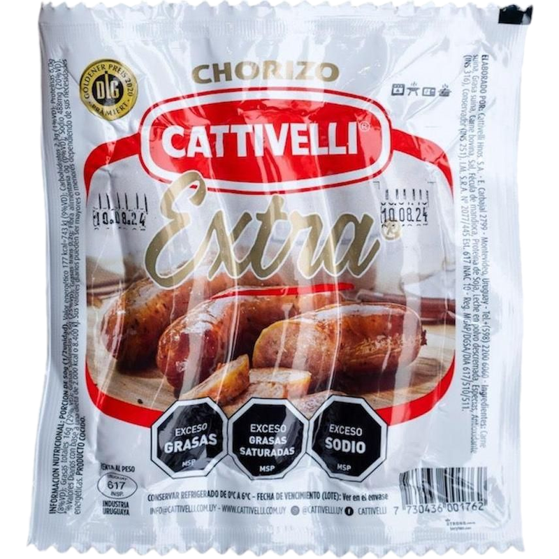 Chorizo Extra Al Vacío Cattivelli 3 Unidades