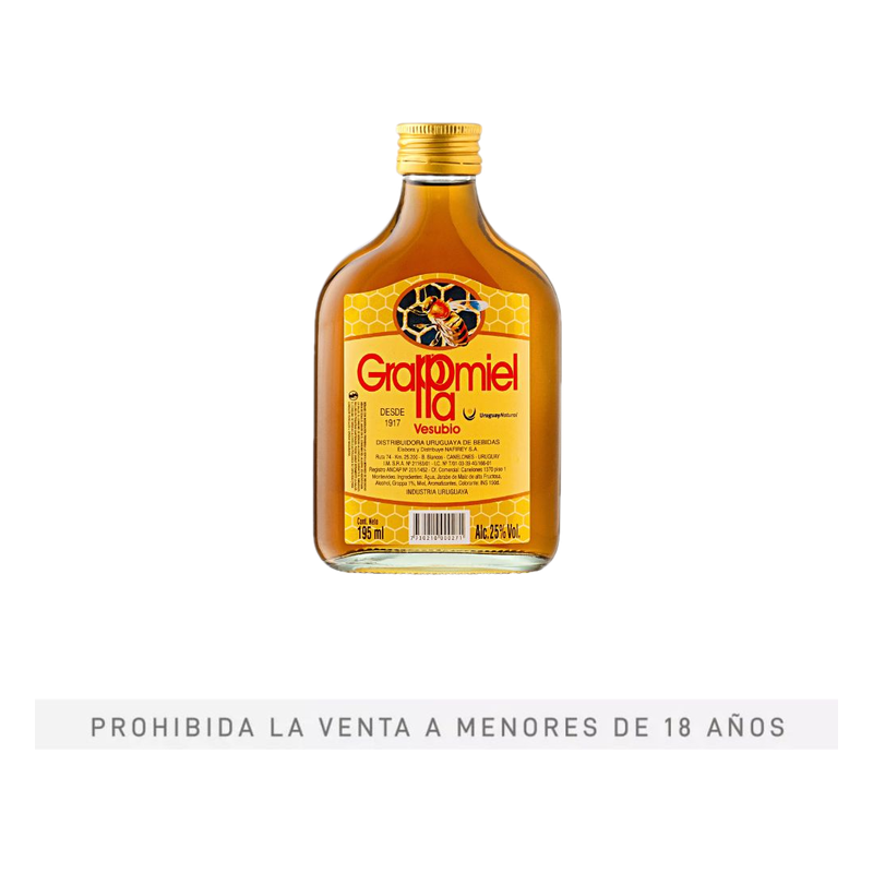 Grappa Miel Vesubio Petaca 195 Ml