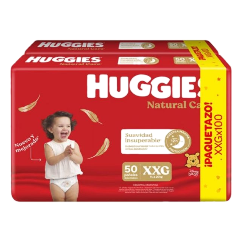 Pañales Huggies Natural Care Xxg 100 Unidades