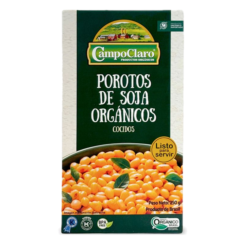 Porotos De Soja Orgánicos Cocidos Campoclaro 250 G