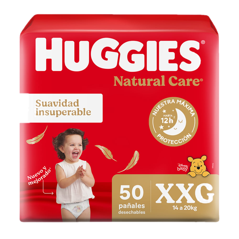 Pañales Huggies Natural Care Xxg 50 Unidades