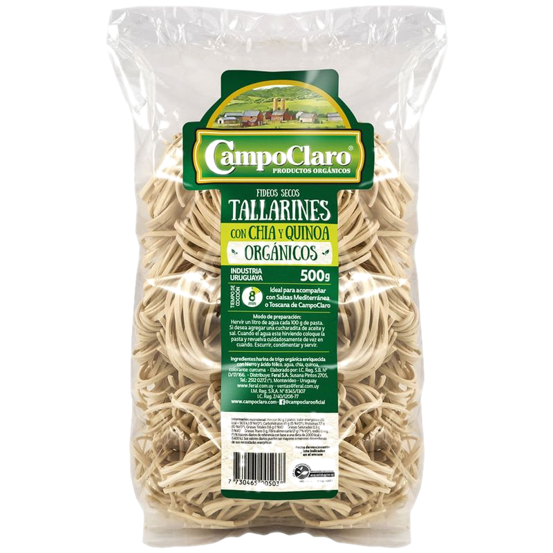 Fideos Tallarines Campoclaro Con Chía Y Quinoa 500 G