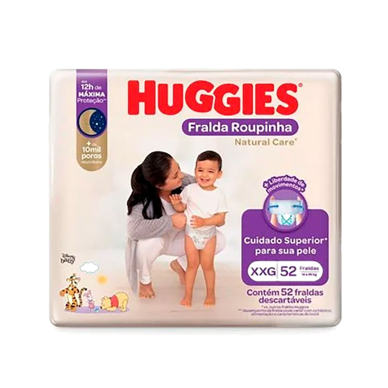 Pañales Huggies Natural Care Xxg Hiper 52 Unidades