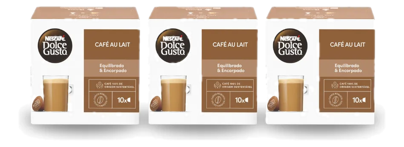 Capsulas De Cafe Dolce Gusto Au Lait 10 Unidades X 3 Cajas